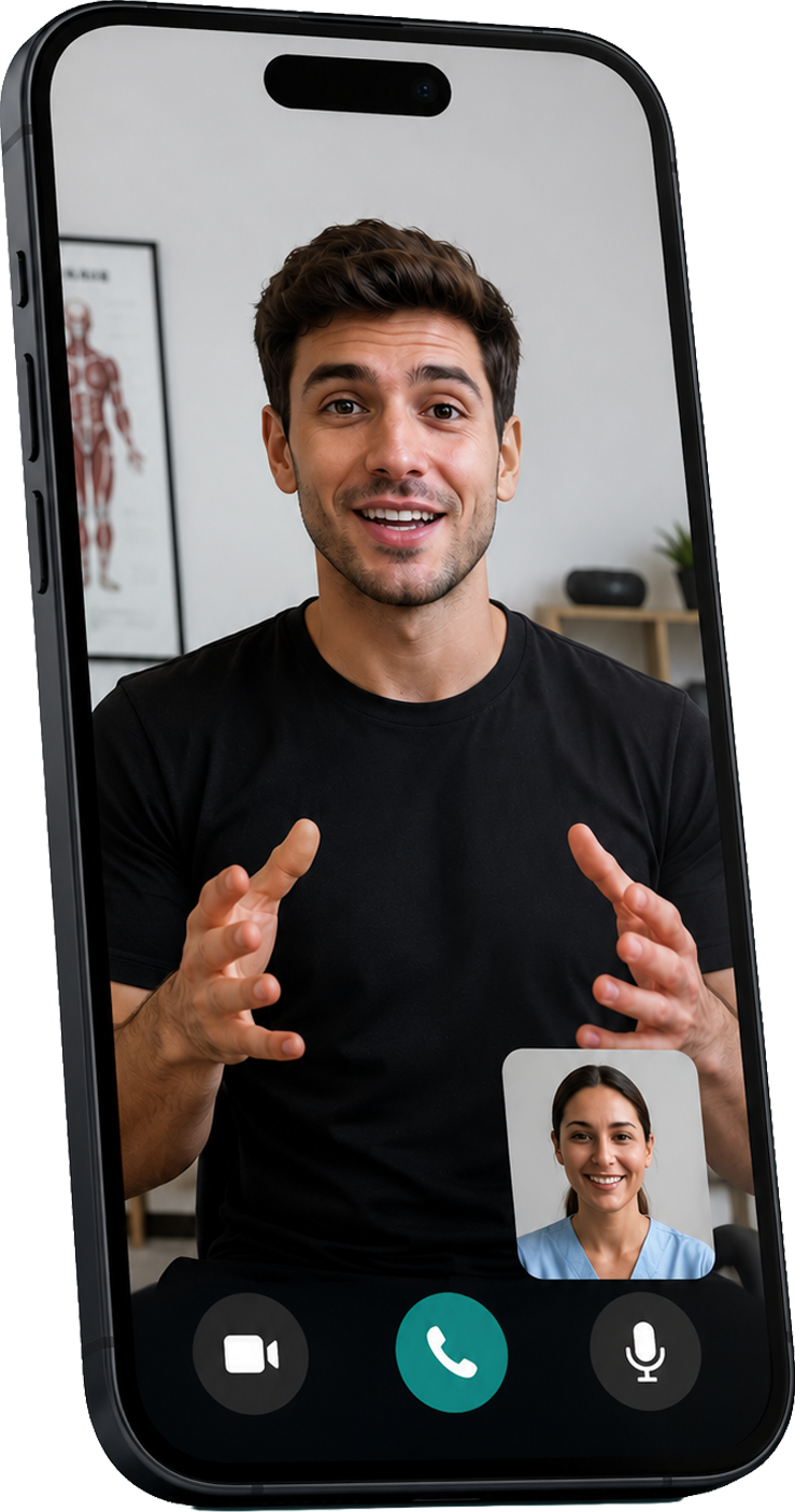 The physiotherapist on a video call